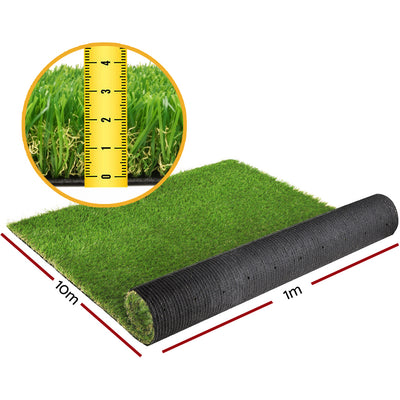 Prime Turf Artificial Grass 30mm 1mx10m Synthetic Fake Lawn Turf Plastic Plant 4-coloured