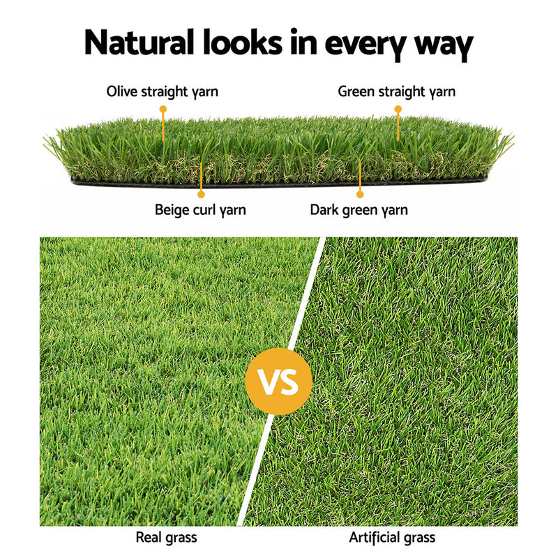 Primeturf Artificial Grass 60SQM 30mm Synthetic Fake Lawn Turf Plastic Plant 4-coloured 2mx5m