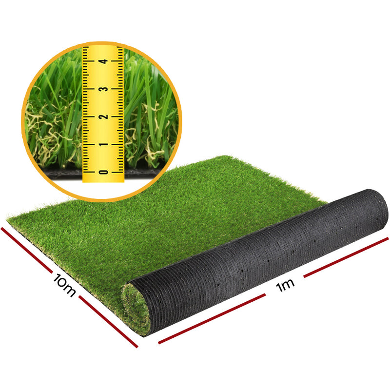 Prime Turf Artificial Grass 40mm 1mx10m Synthetic Fake Lawn Turf Plastic Plant 4-coloured