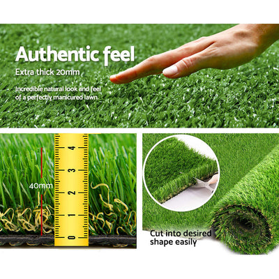 Prime Turf Artificial Grass 40mm 1mx10m Synthetic Fake Lawn Turf Plastic Plant 4-coloured