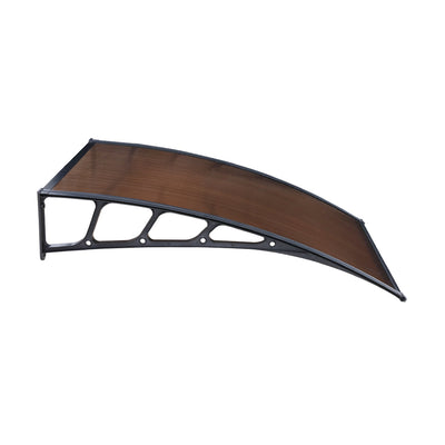 Instahut Window Door Awning Canopy 1.5mx3m Brown Sheet Black Plastic Frame