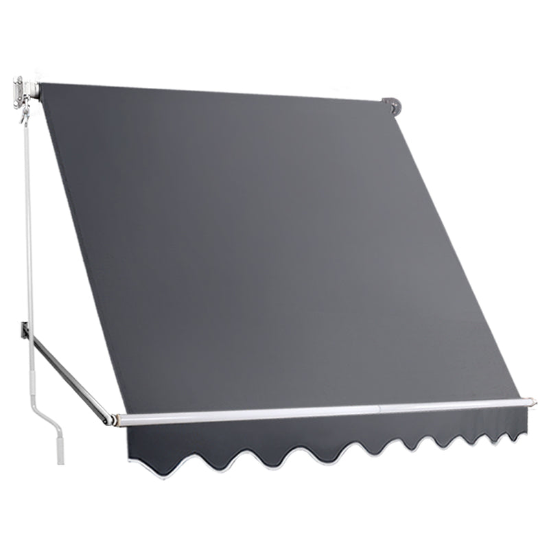 Instahut 2.4m x 2.1m Retractable Fixed Pivot Arm Awning - Grey