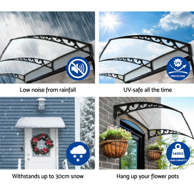 Instahut Window Door Awning 1mx1m Transparent Panel