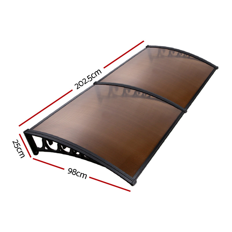 Instahut Window Awning Door Canopy 1m x 2m Brown