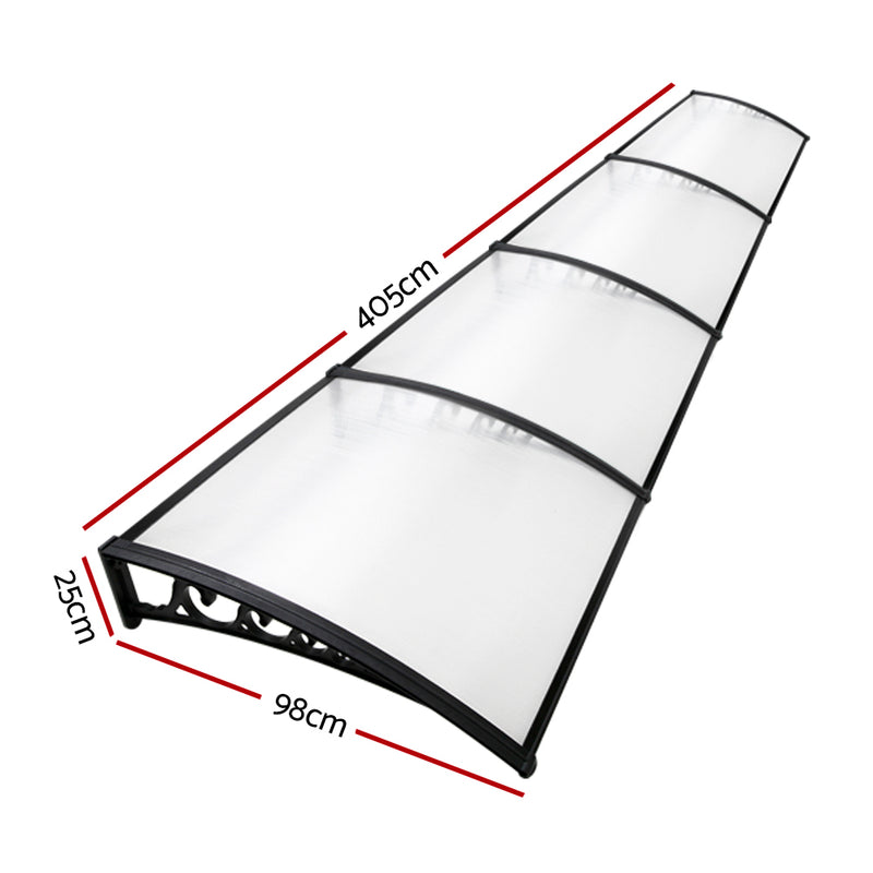 Instahut Window Door Awning 1mx4m Transparent