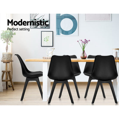 Artiss Dining Chairs Set of 4 Leather Plastic DSW Replica Black