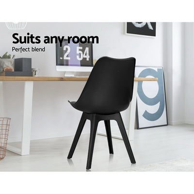 Artiss Dining Chairs Set of 4 Leather Plastic DSW Replica Black