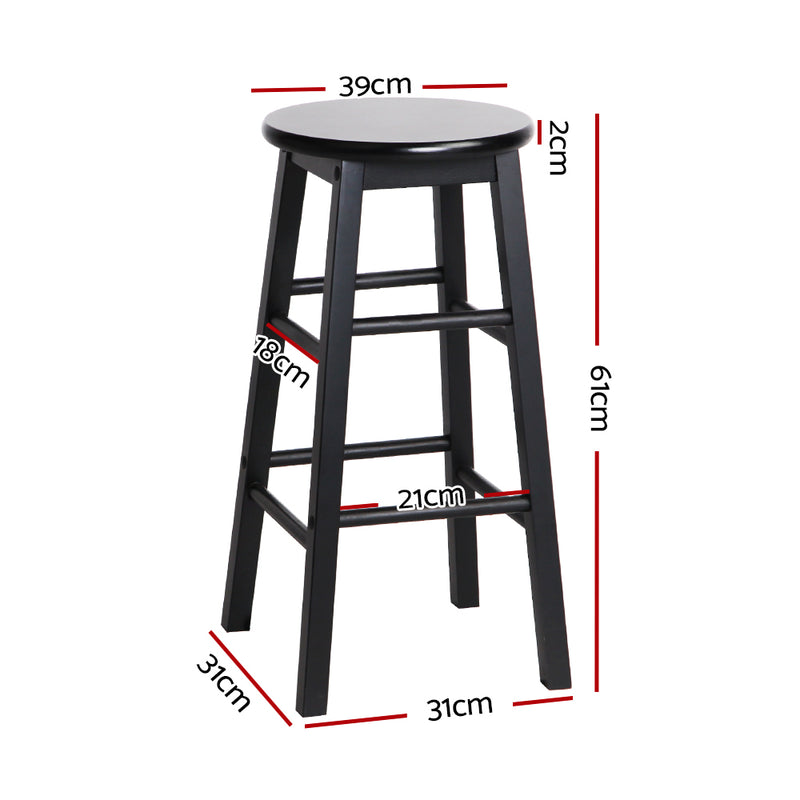 Artiss 2x Bar Stools Round Chairs Wooden Black