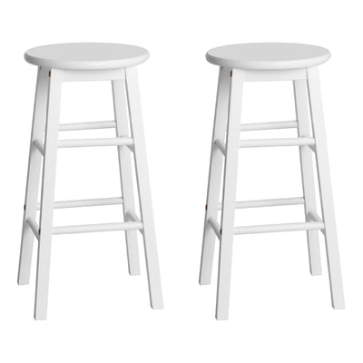 Artiss Set of 2 Beech Wood Backless Bar Stools - White