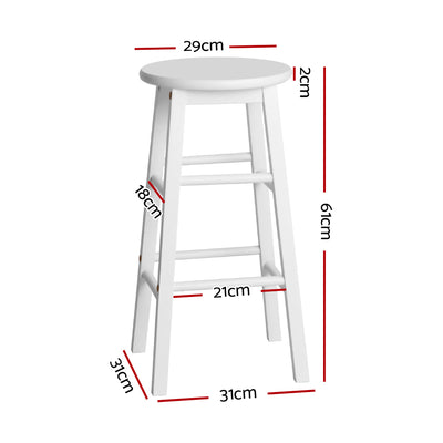 Artiss 2x Bar Stools Round Chairs Wooden White