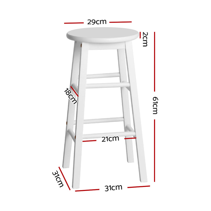 Artiss 2x Bar Stools Round Chairs Wooden White