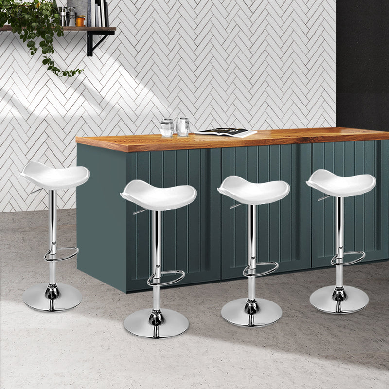 Artiss 4x Bar Stools Leather Gas Lift Chair White