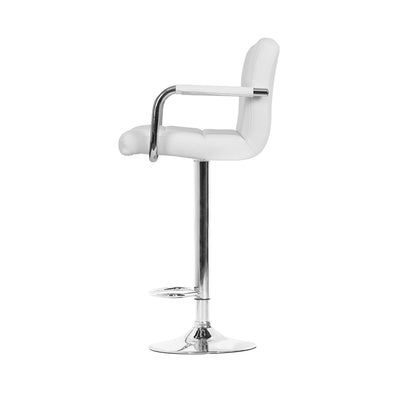 Artiss 4x Bar Stools Leather Gas Lift w/Armrest White