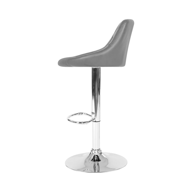 Artiss 4x Bar Stools Leather Padded Gas Lift Grey