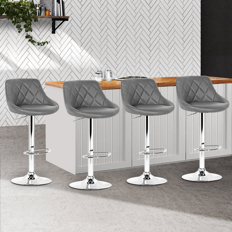 Artiss 4x Bar Stools Leather Padded Gas Lift Grey