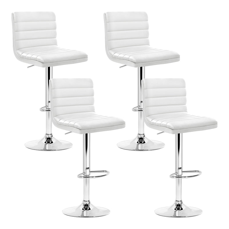 Artiss Set of 4 PU Leather Lined Pattern Bar Stools- White and Chrome