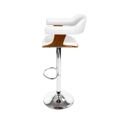 Artiss 2x Bar Stools Gas Lift Leather w/Armrest White