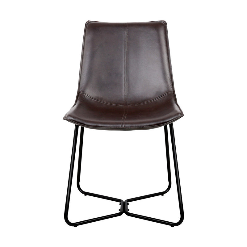 Artiss Set of 2 PU Leather Dining Chair - Walnut