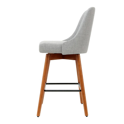 Artiss 4x Bar Stools Swivel Seat Wooden Grey