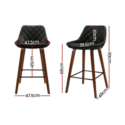 Artiss 2x Bar Stools PU Seat Wooden