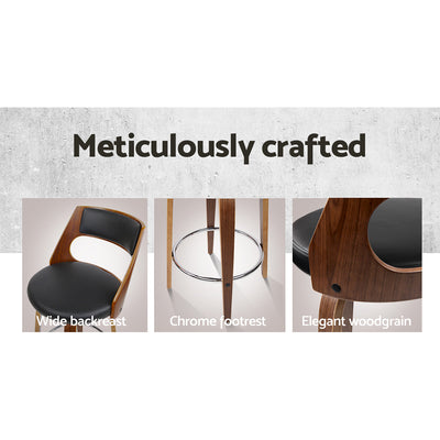 Artiss 2x Bar Stools Swivel Leather Chair 76cm