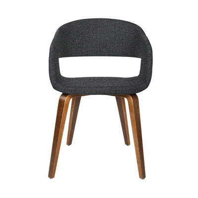 Artiss Set of 2 Timber Wood and Fabric Dining Chairs - Charcoal