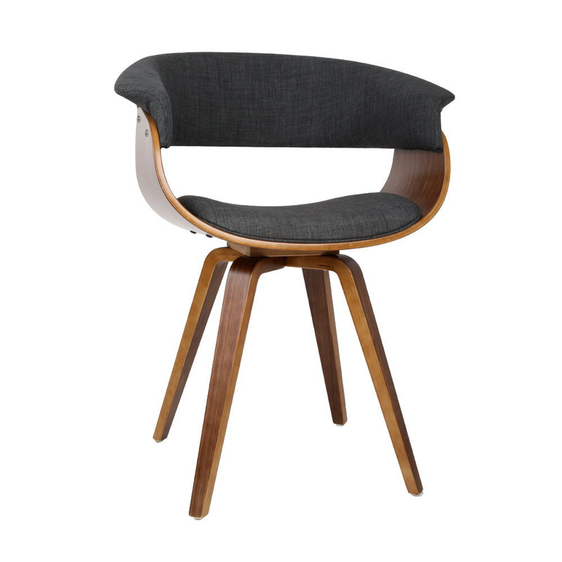 Artiss Timber Wood and Fabric Dining Chair - Charcoal