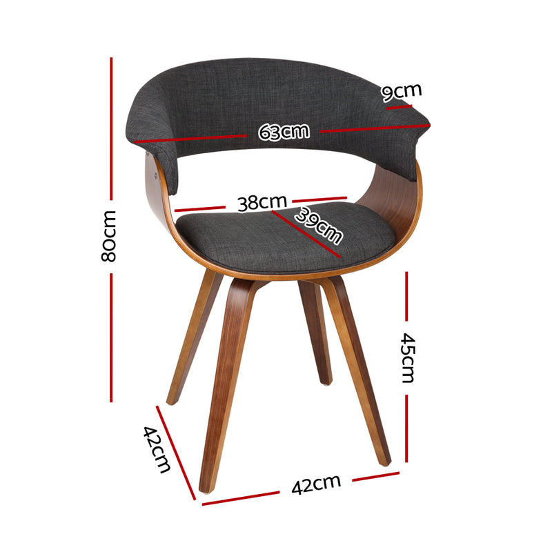 Artiss Timber Wood and Fabric Dining Chair - Charcoal