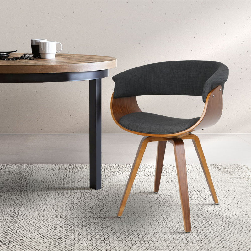 Artiss Timber Wood and Fabric Dining Chair - Charcoal