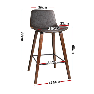 Artiss Bar Stools Kitchen Counter Barstools Leather Wooden Chairs x2