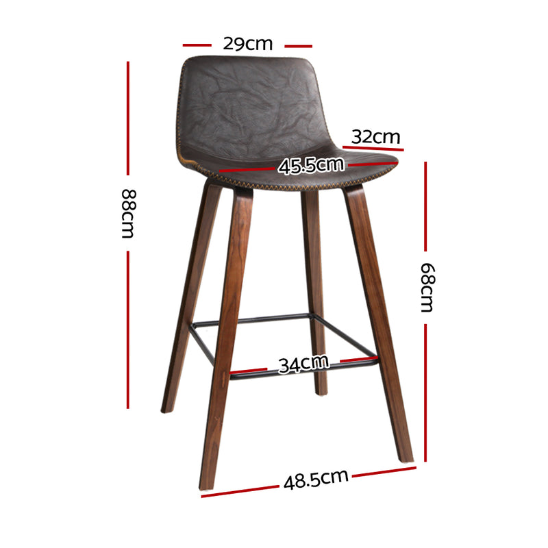 Artiss Bar Stools Kitchen Counter Barstools Leather Wooden Chairs x2