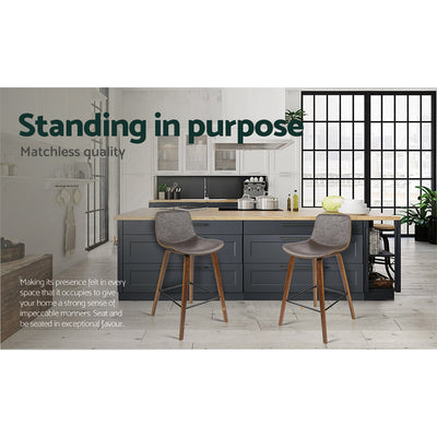 Artiss Bar Stools Kitchen Counter Barstools Leather Wooden Chairs x2