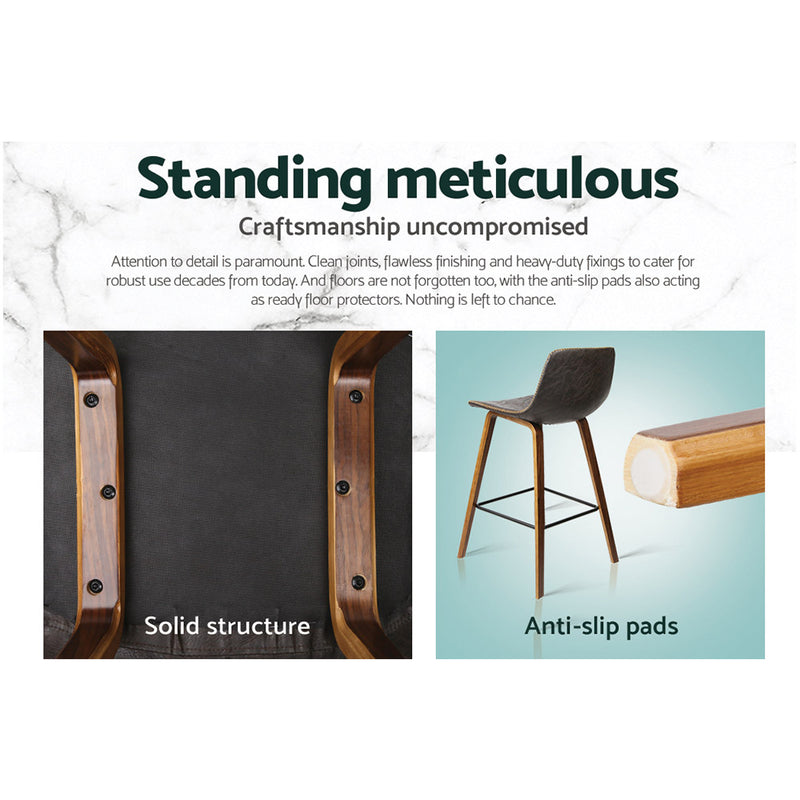 Artiss Bar Stools Kitchen Counter Barstools Leather Wooden Chairs x2