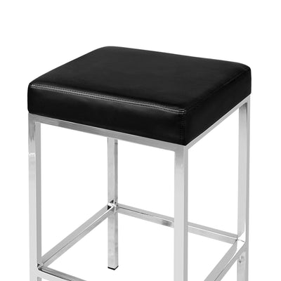 Artiss Set of 2 PU Leather Backless Bar Stools - Black and Chrome