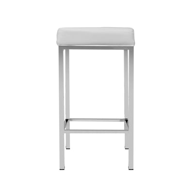 Artiss 2x Bar Stools Leather Padded Metal White