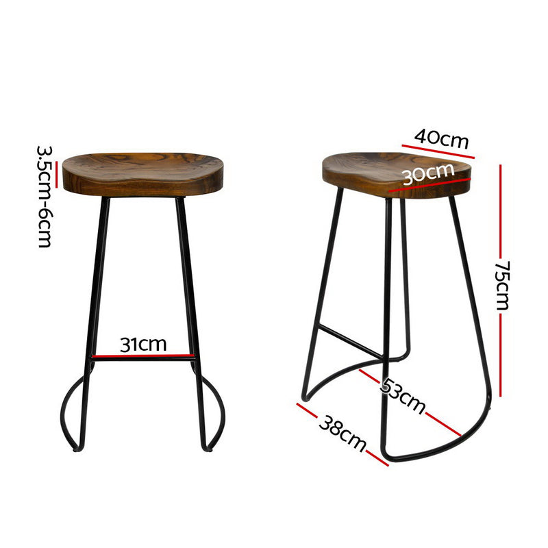 Artiss 2x Bar Stools Tractor Seat 75cm Black