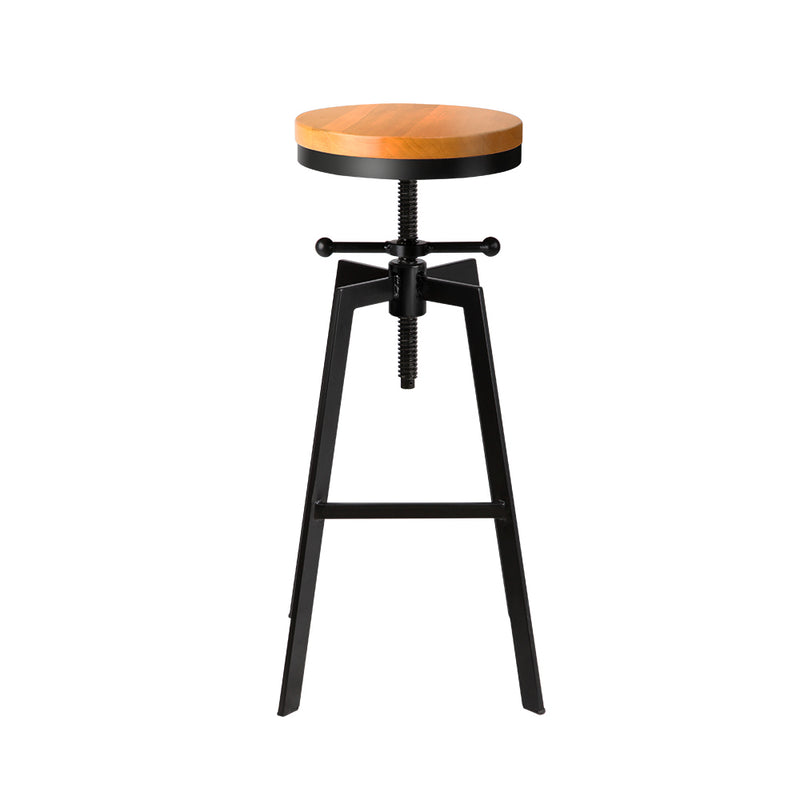 Artiss Adjustable Height Swivel Bar Stool - Black and Wood