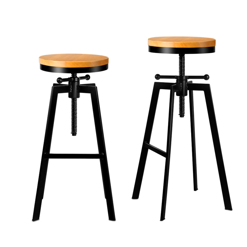 Artiss 2x Vintage Bar Stools Kitchen Stool Industrial Barstools Metal Swivel