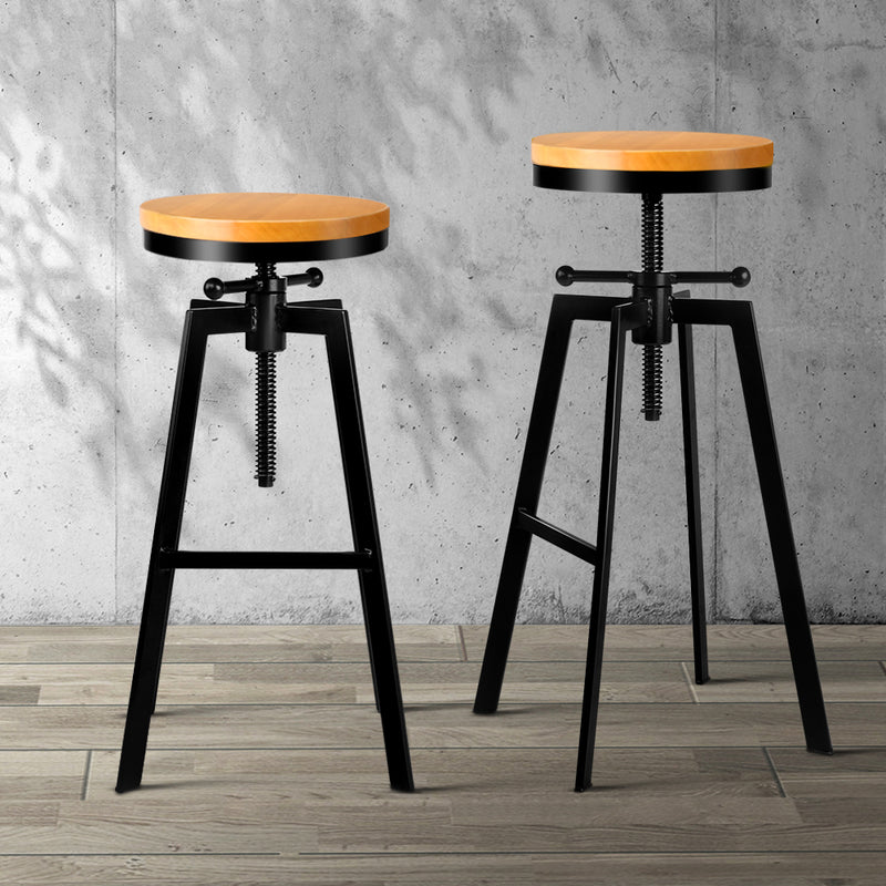 Artiss 2x Vintage Bar Stools Kitchen Stool Industrial Barstools Metal Swivel