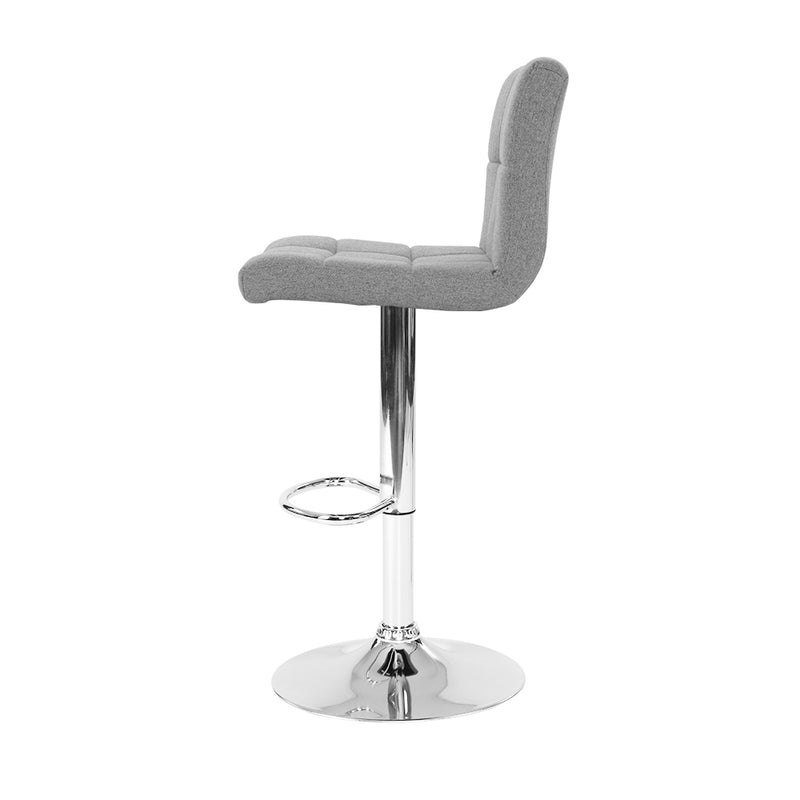 Artiss 2x Bar Stools Fabric Gas Lift Grey