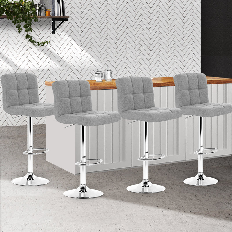 Artiss 4x Bar Stools Leather Gas Lift Grey