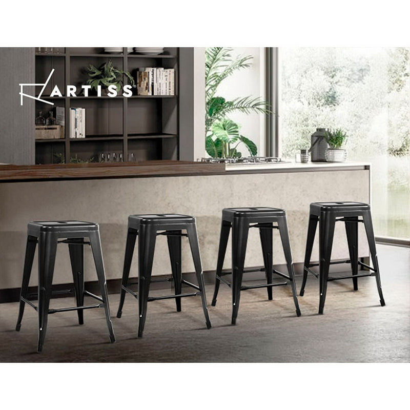 Artiss Set of 4 Metal Backless Bar Stools - Black