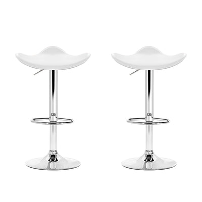 Artiss 2x Bar Stools Leather Gas Lift Chair White