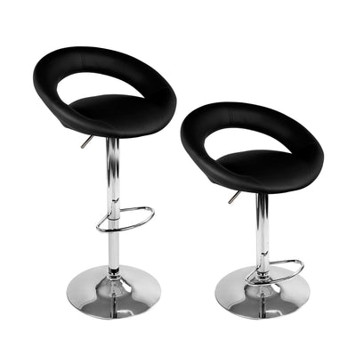 Artiss Set of 2 PU Leather Gas Lift Bar Stools - Chrome and Black