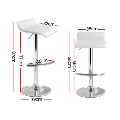 Artiss 2x Bar Stools Adjustable Gas Lift Chairs White