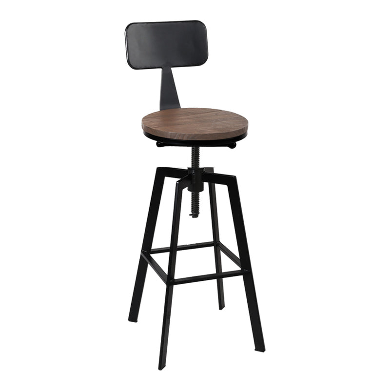 Artiss Rustic Industrial Style Metal Bar Stool - Black and Wood