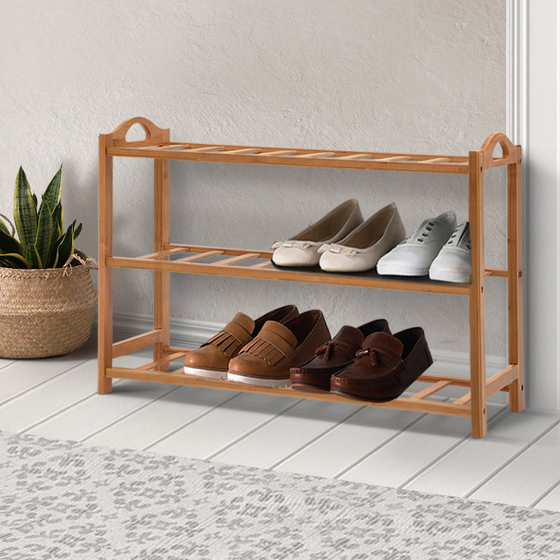 Artiss Shoe Rack Bamboo Shoe Storage 3-tier 9 Pairs