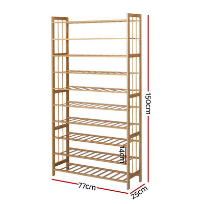 Artiss Shoe Rack Cabinet Bamboo 10-tier 50 Pairs