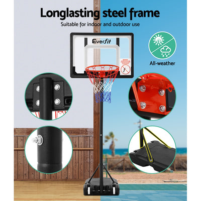 Everfit 2.1M Basketball Hoop Stand System Adjustable Portable Pro Kids Clear