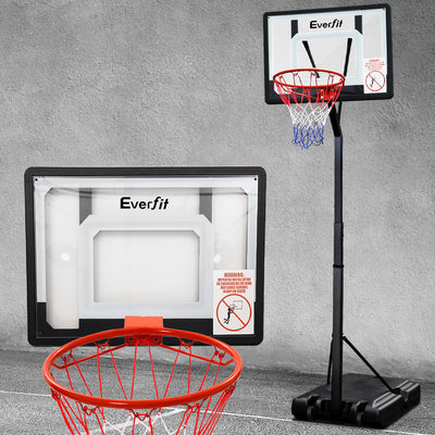 Everfit 2.6M Basketball Hoop Stand System Adjustable Portable Pro Kids Clear